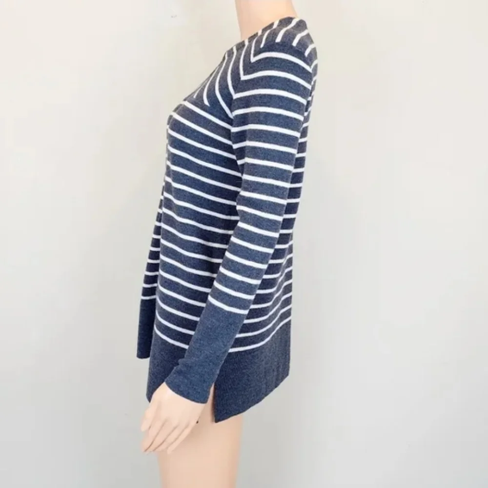Tory Burch grey stripe long sleeve sweater Size M